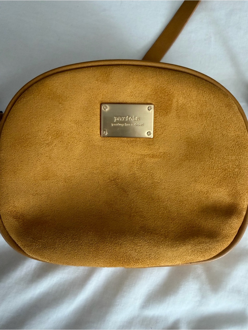 Crossbody Bag with Gold Logo Plate in Mustard NWT - purchased in Portugal